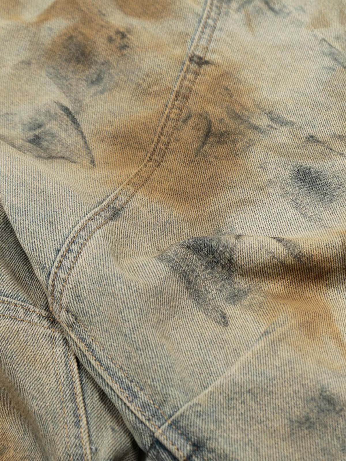 Distressed Tie-Dye Denim Shorts - 2577 - Image 7