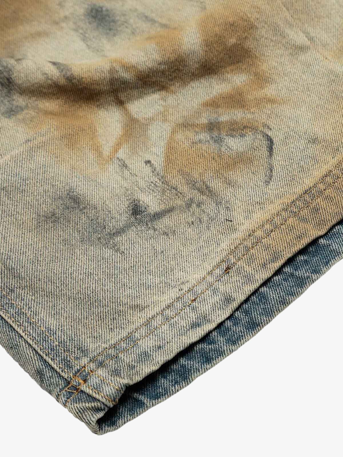 Distressed Tie-Dye Denim Shorts - 2577 - Image 9