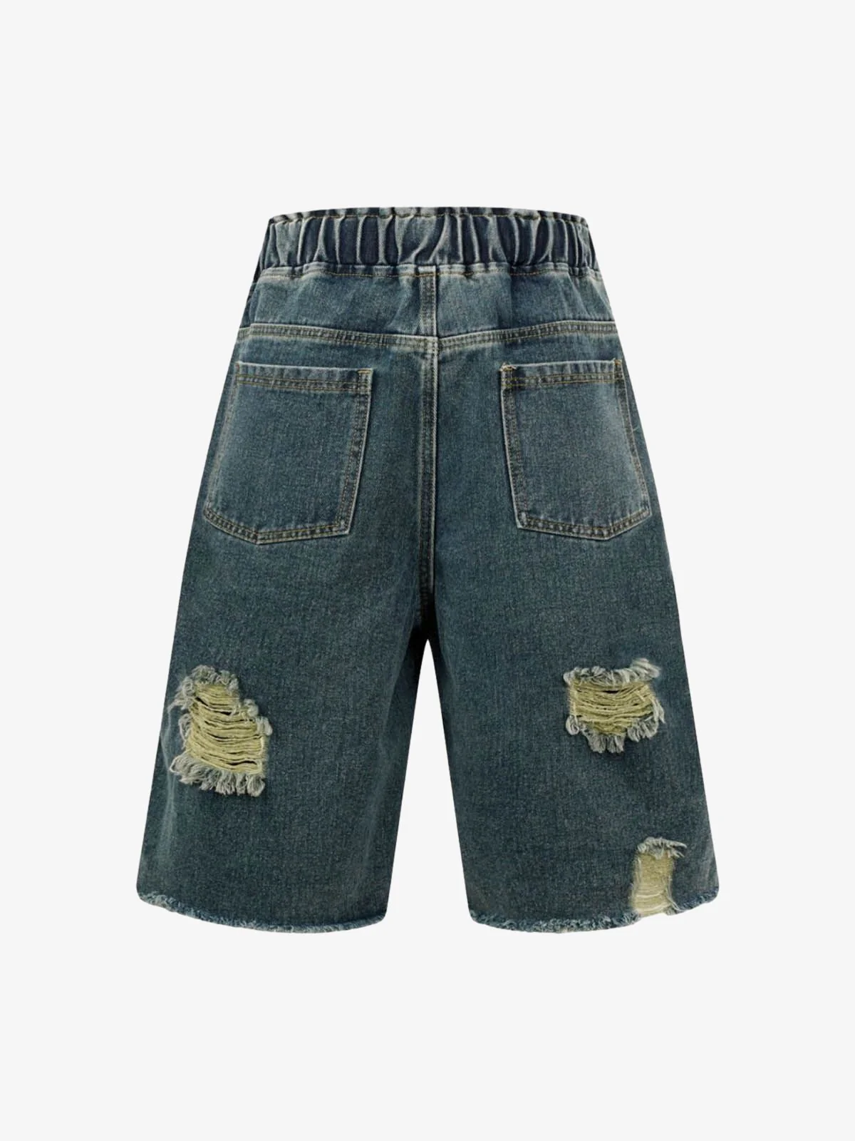 Distressed Cargo Denim Shorts - 2378 - Image 4