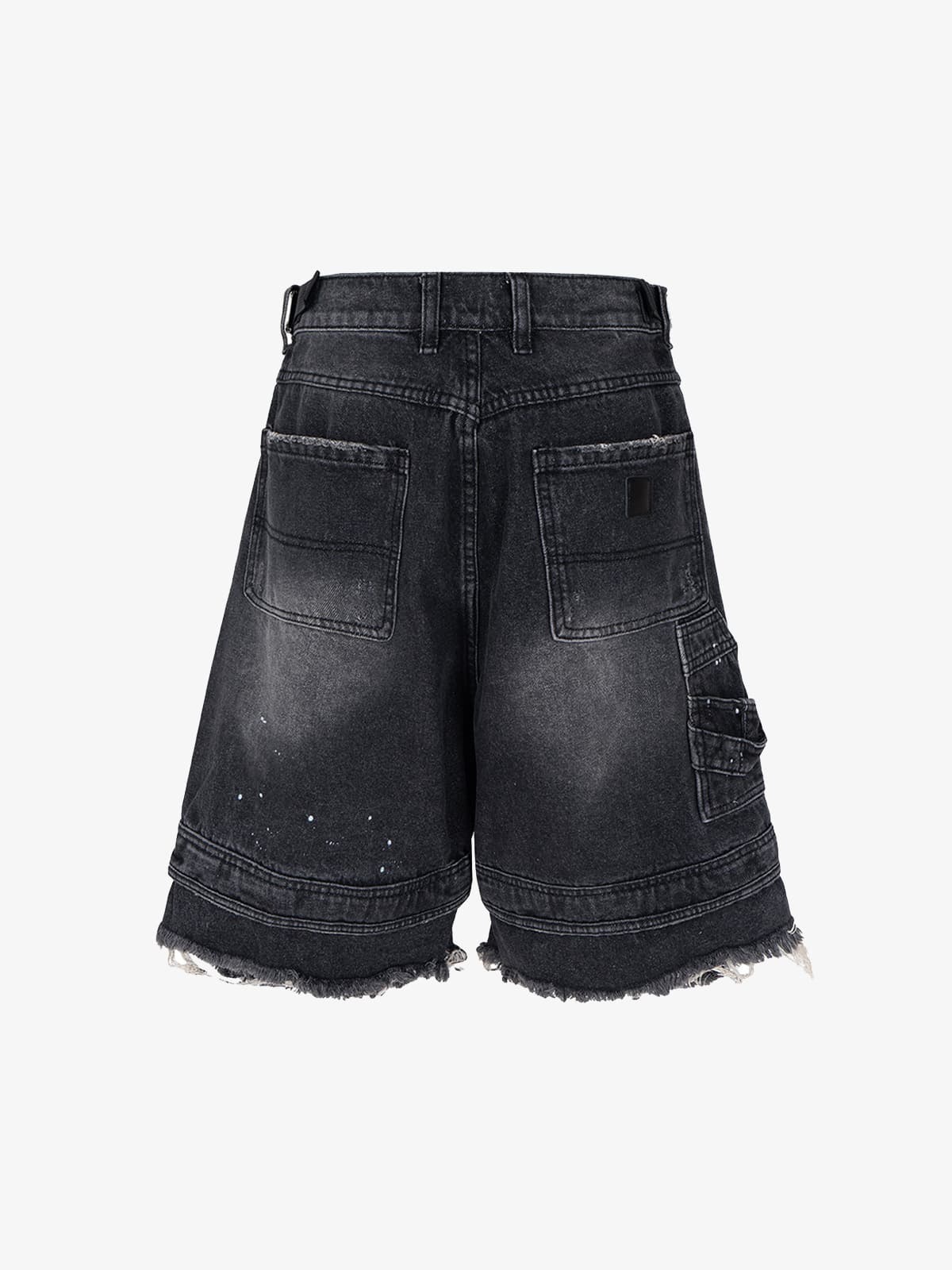 Ripped Washed Tassel Cargo Denim Shorts - Image 11