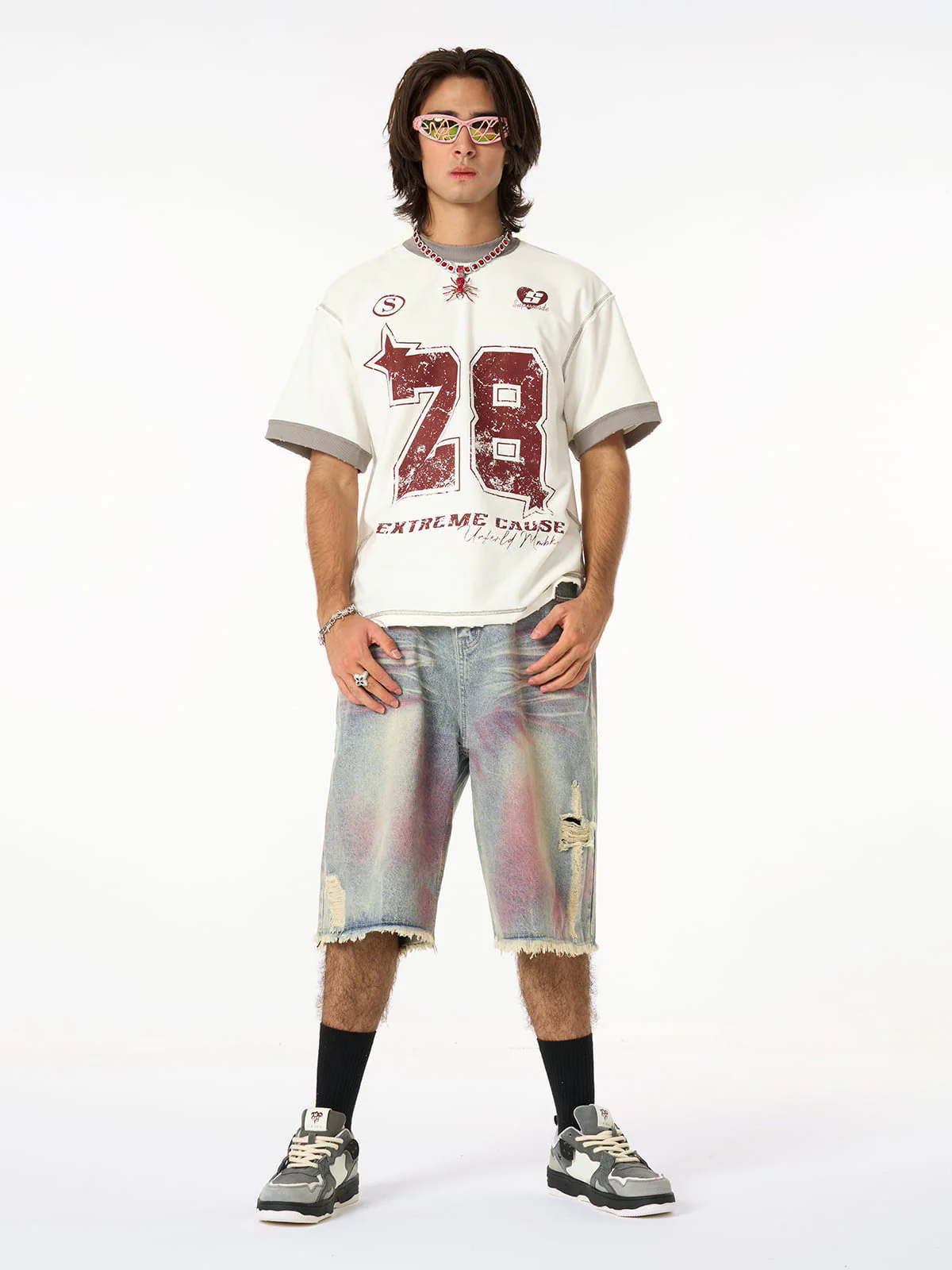 Distressed Tie-Dye Denim Jorts - Image 5