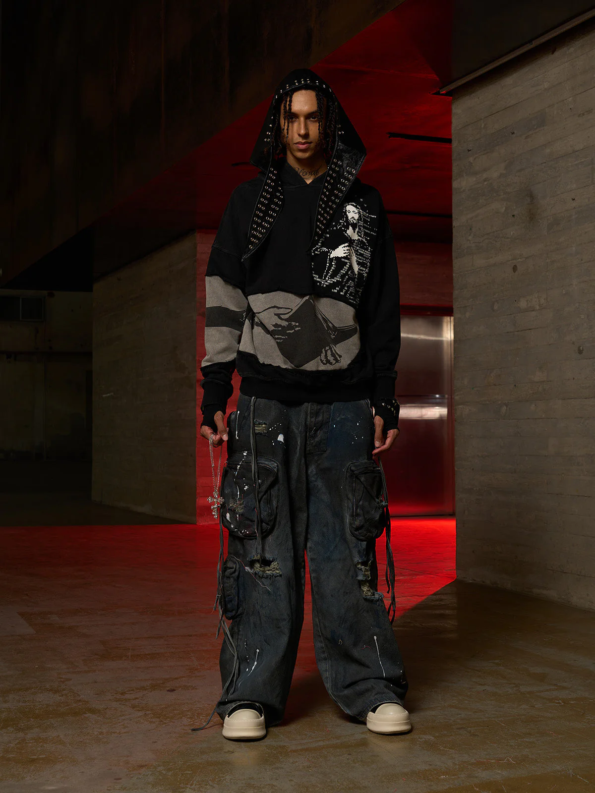 Distressed Electronic Exorcist Print Hoodie - Image 10