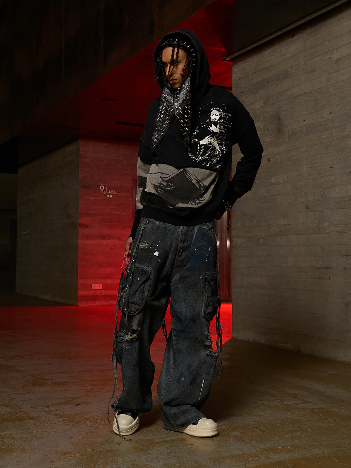 Distressed Electronic Exorcist Print Hoodie - Image 11
