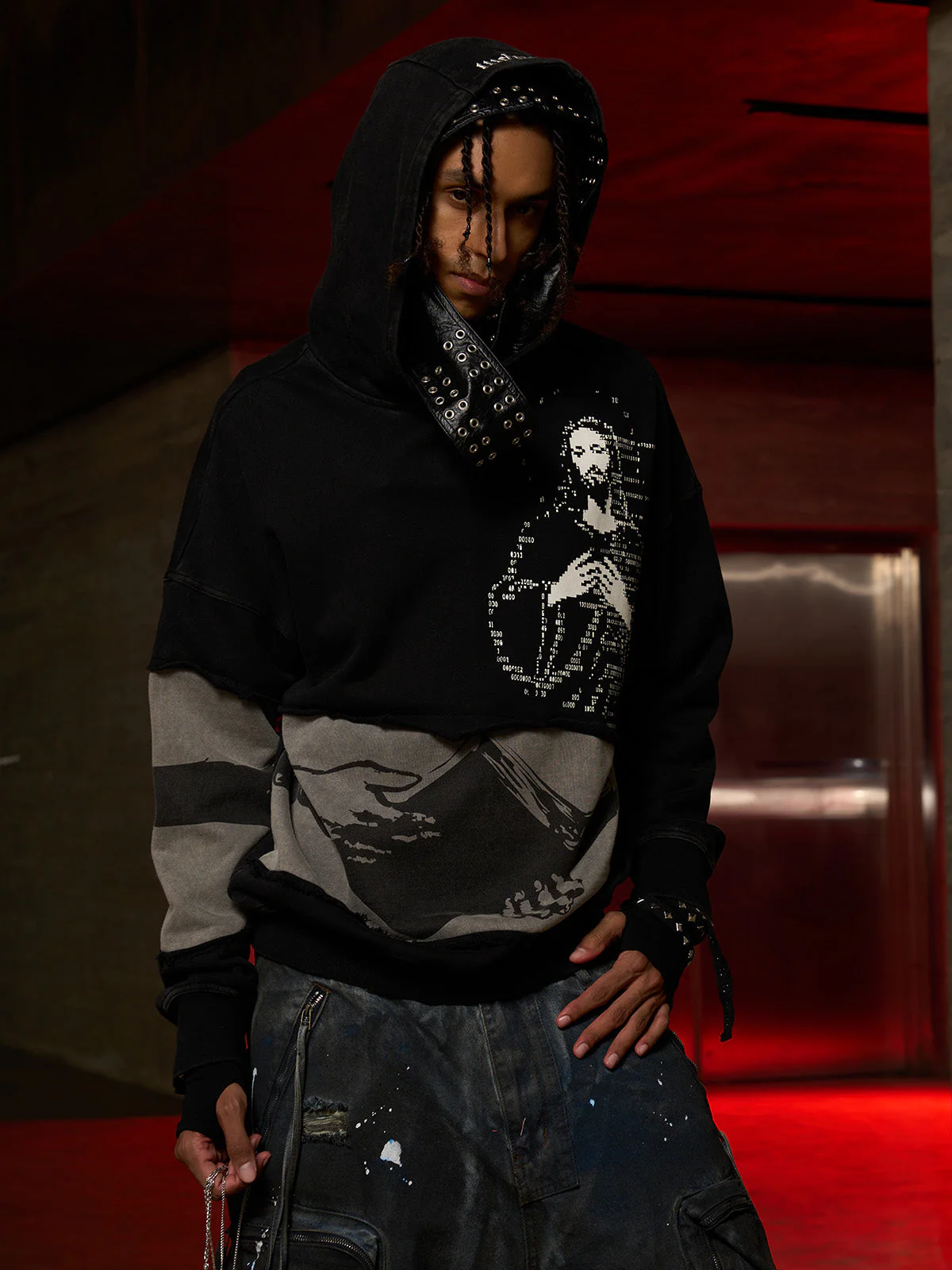 Distressed Electronic Exorcist Print Hoodie - Image 3