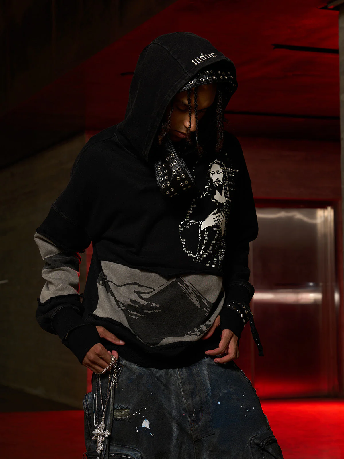 Distressed Electronic Exorcist Print Hoodie - Image 6