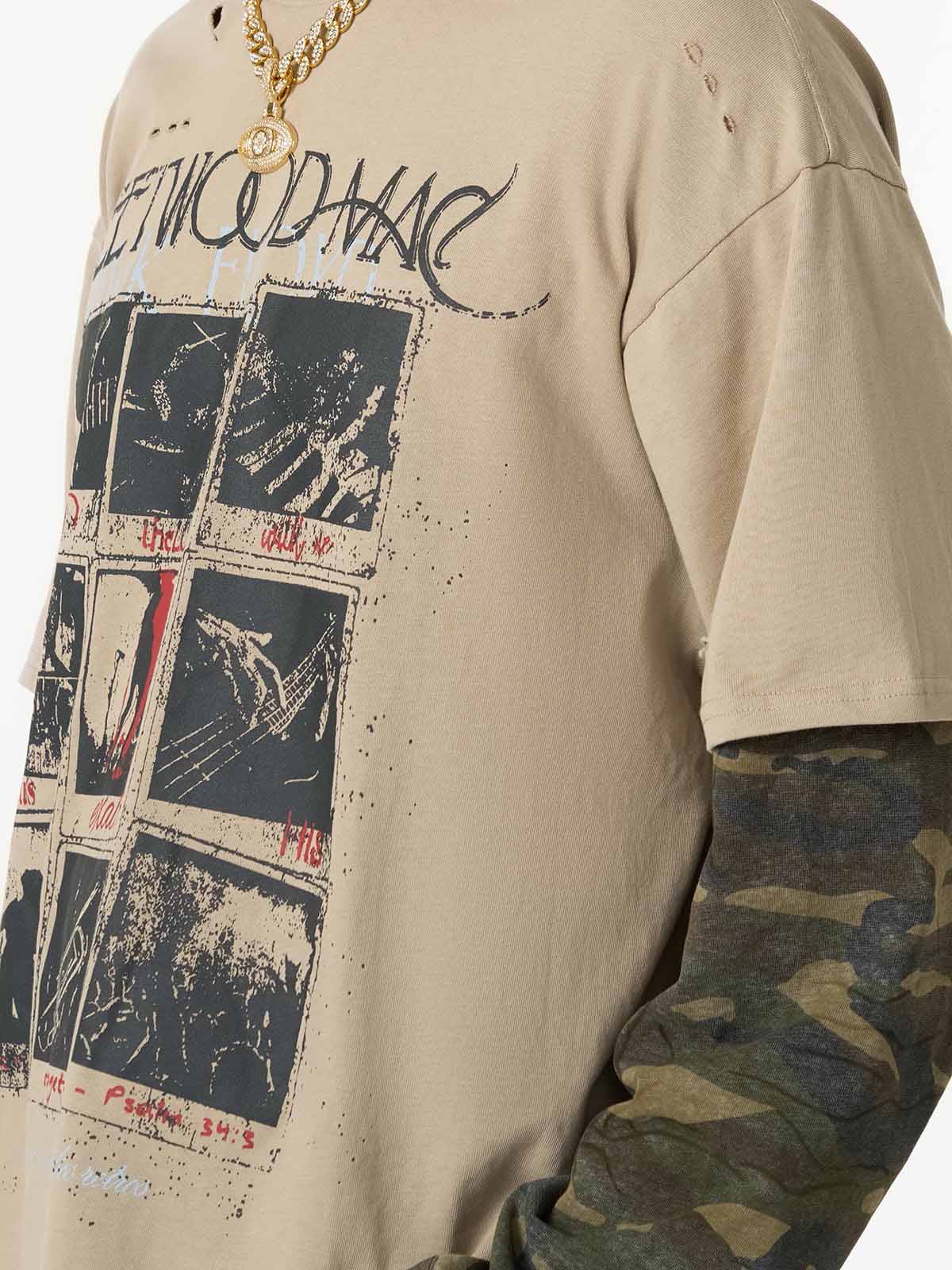 Jersey Distressed Camouflage Faux Two-Piece Graphic T-Shirt - 2420 - Image 6
