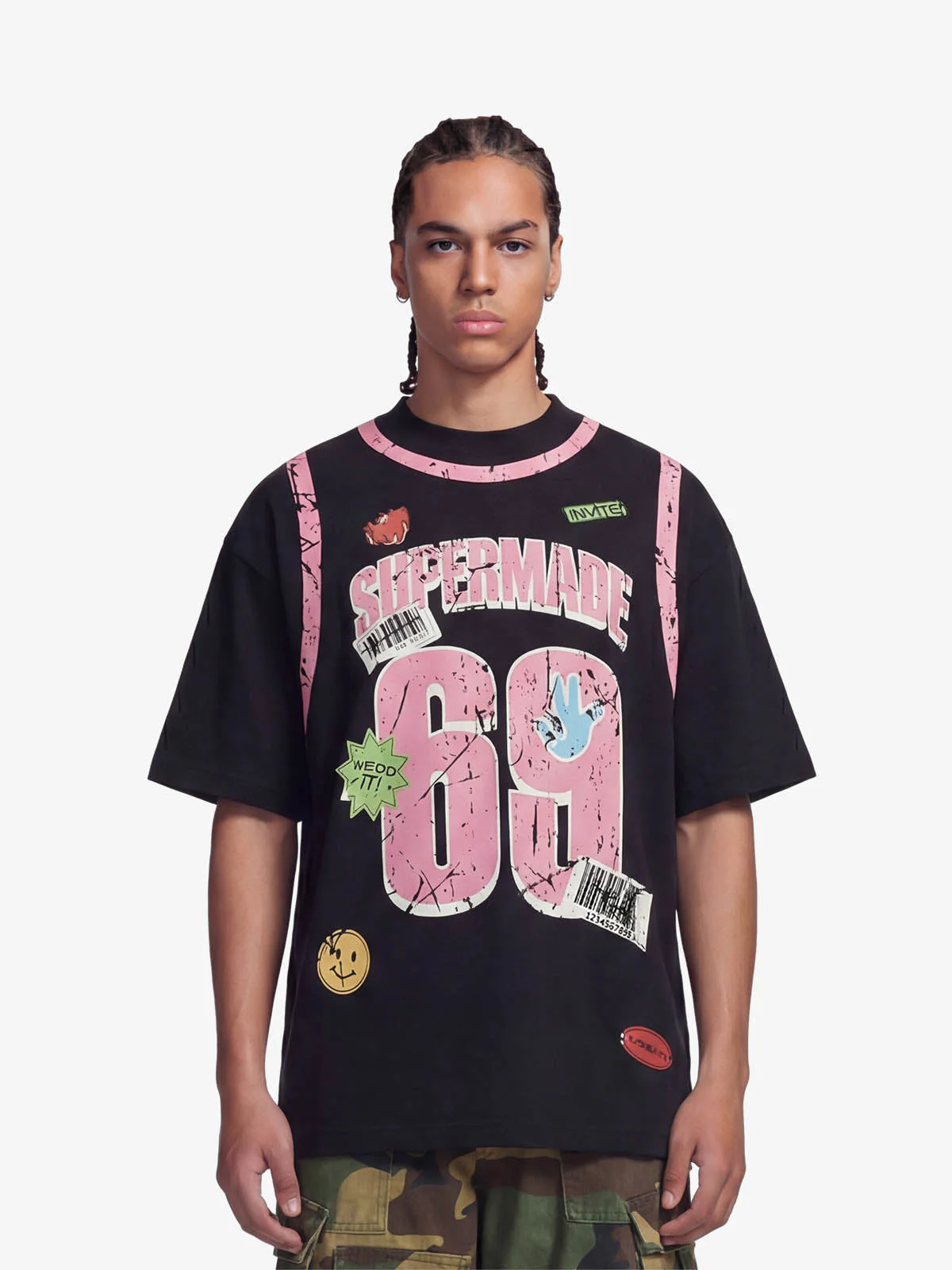 Distressed Number 69 Graphic Print T-Shirt
