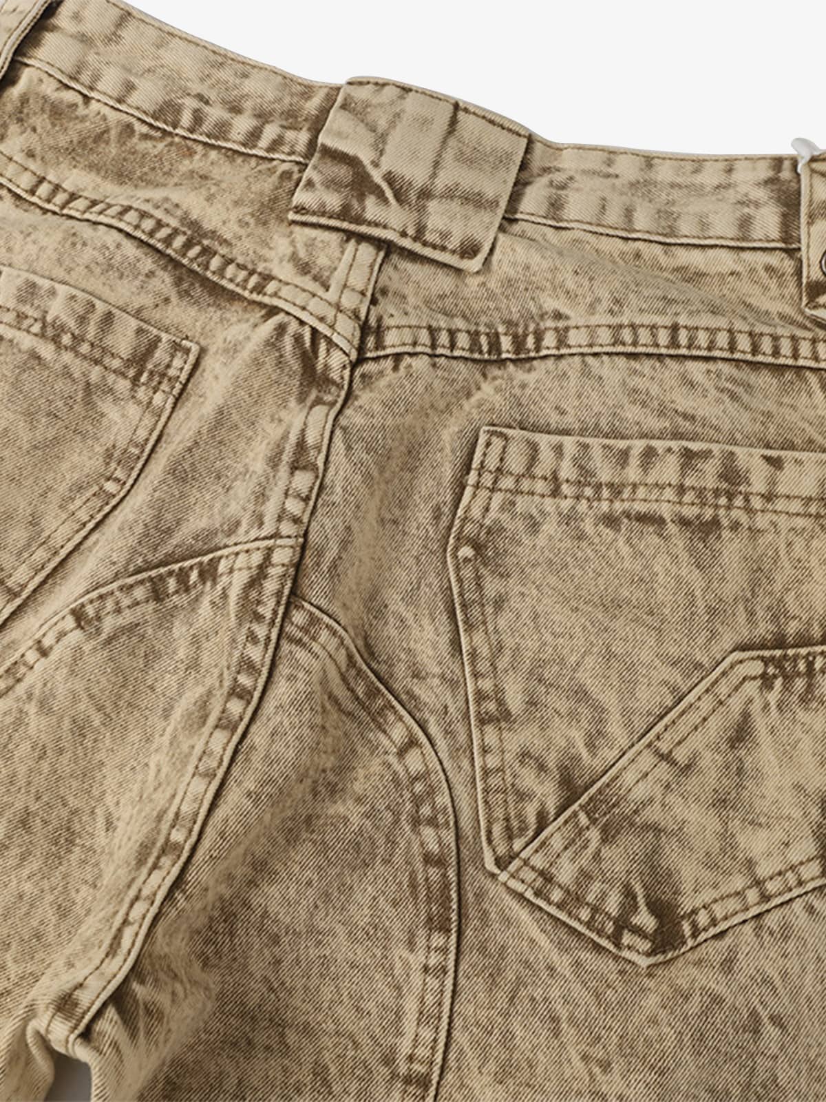 Distressed Raw-Edge Panel Sculpted Wide-Leg Jeans - 2590 - Image 3