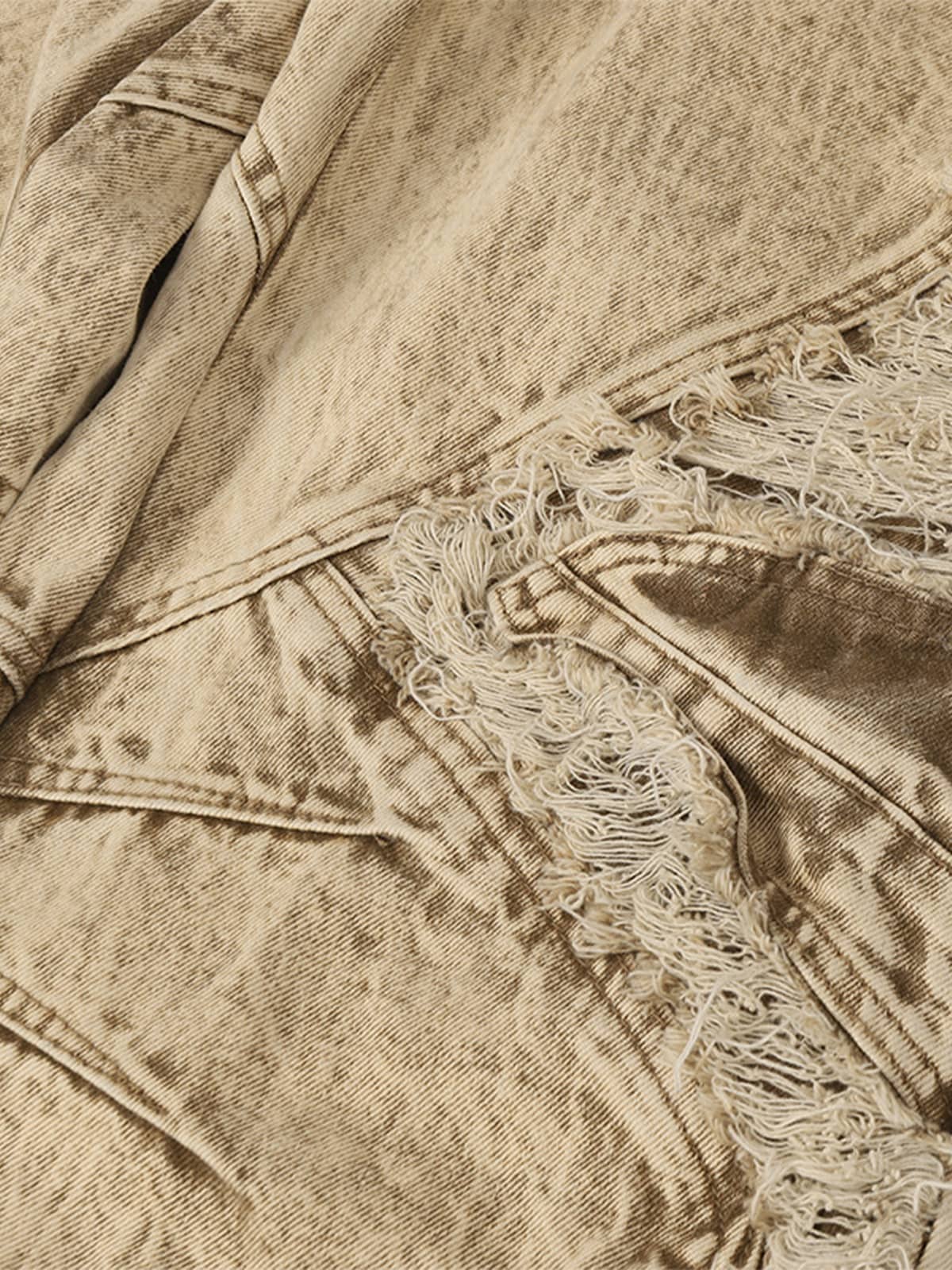 Distressed Raw-Edge Panel Sculpted Wide-Leg Jeans - 2590 - Image 5