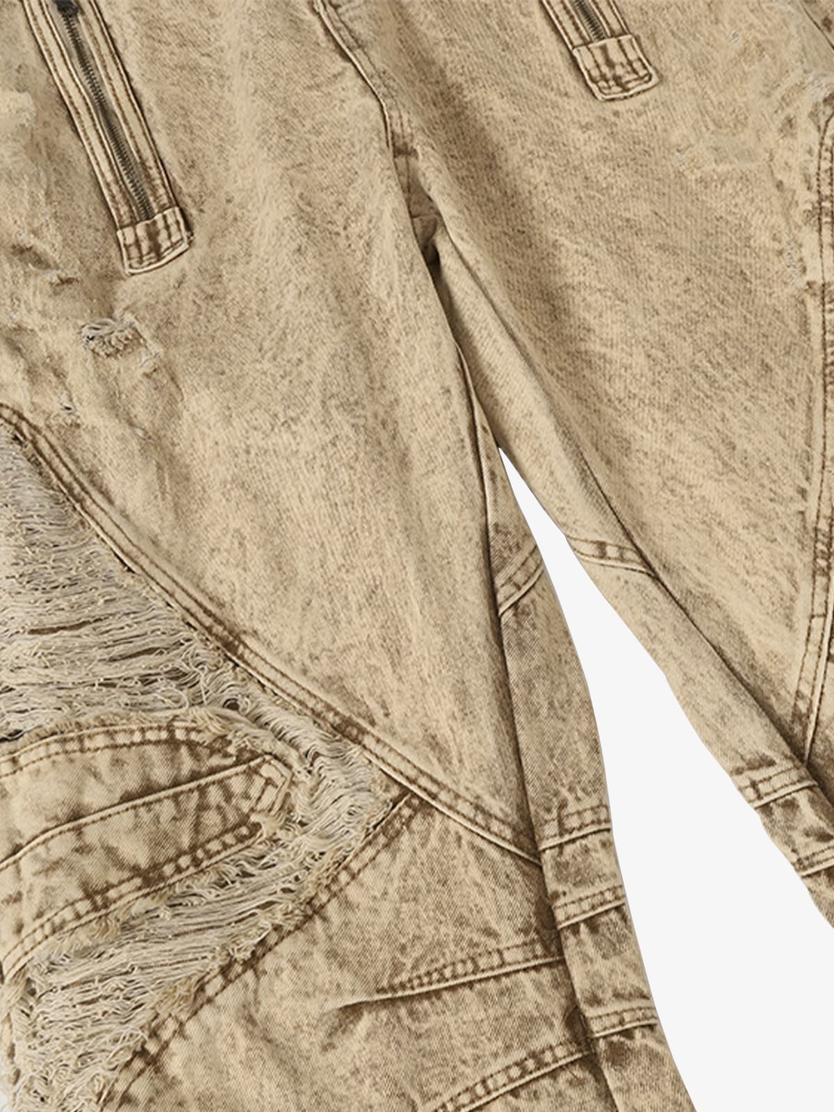 Distressed Raw-Edge Panel Sculpted Wide-Leg Jeans - 2590 - Image 8