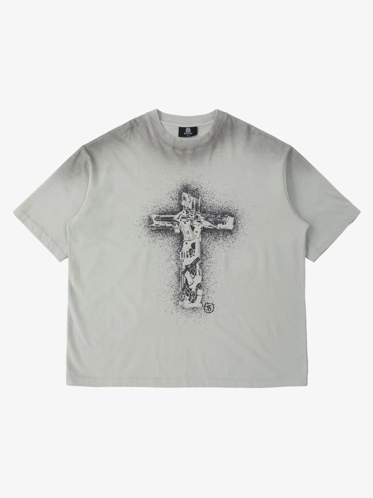 Distressed Rebellious Gun and Cross Print T-Shirt - Image 10