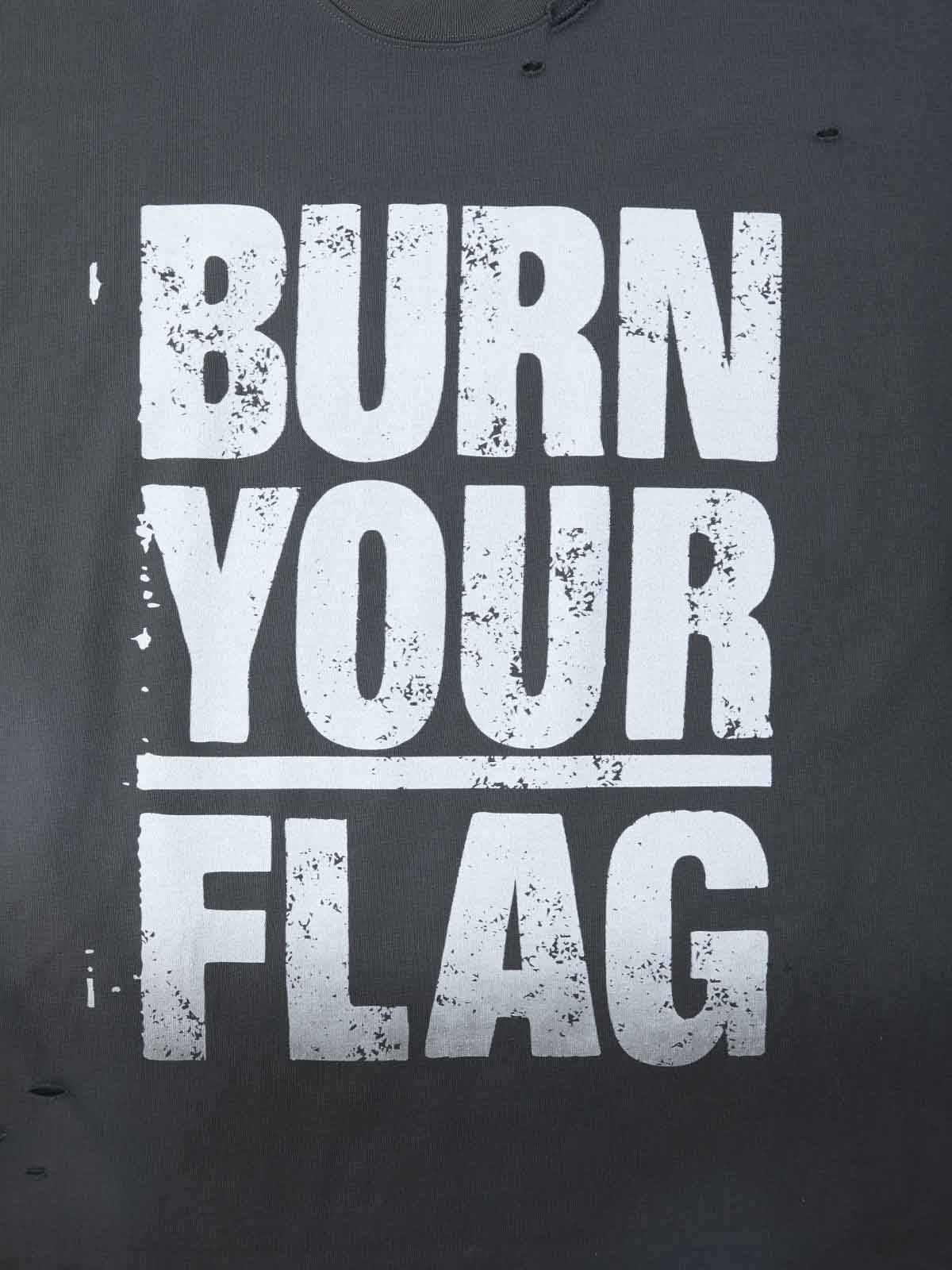 Distressed Ripped "Burn Your Flag" Sleeveless T-Shirt - Image 11