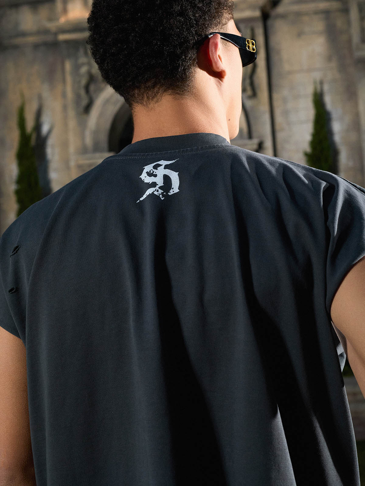 Distressed Ripped "Burn Your Flag" Sleeveless T-Shirt - Image 7