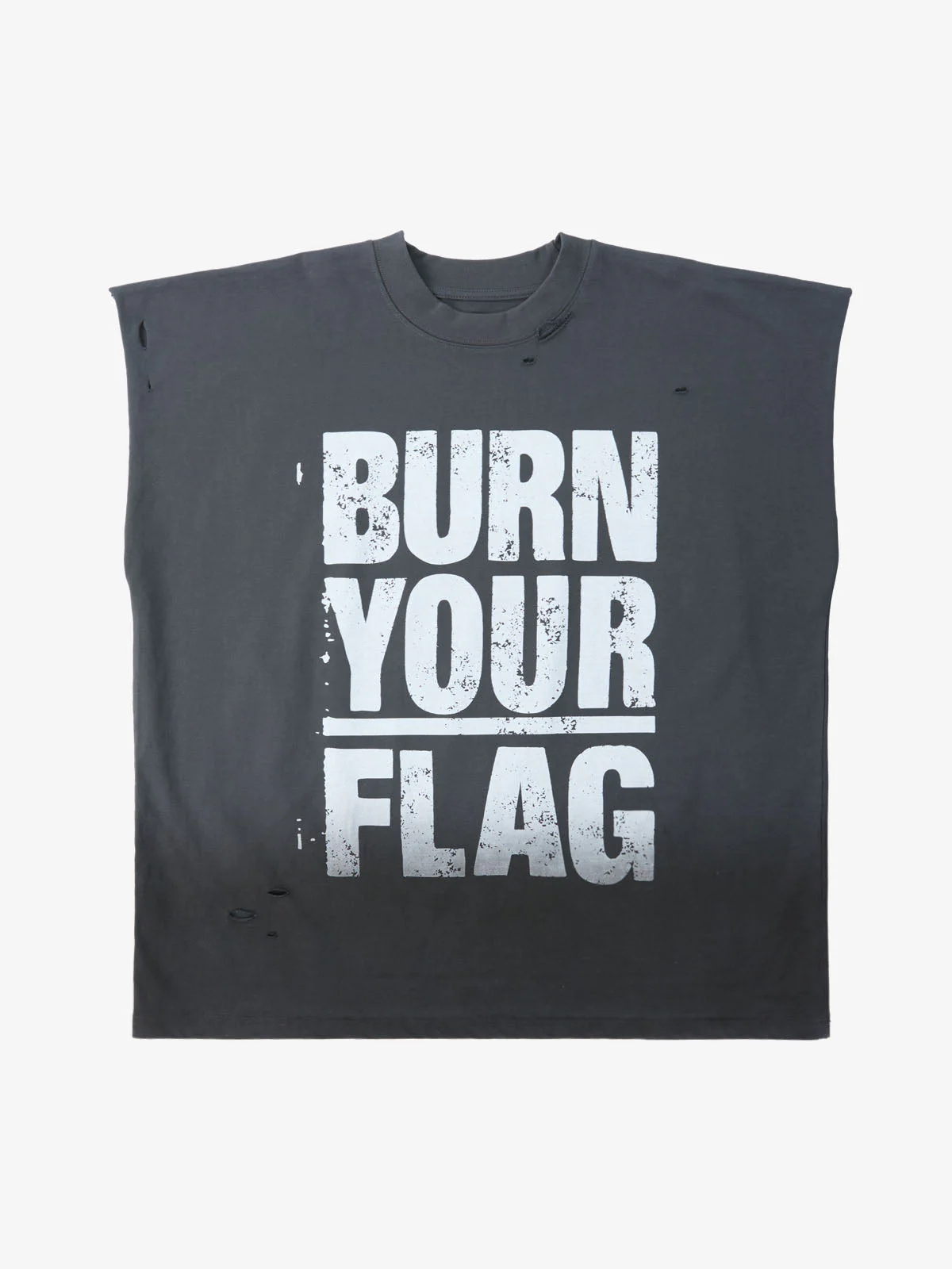 Distressed Ripped "Burn Your Flag" Sleeveless T-Shirt - Image 8