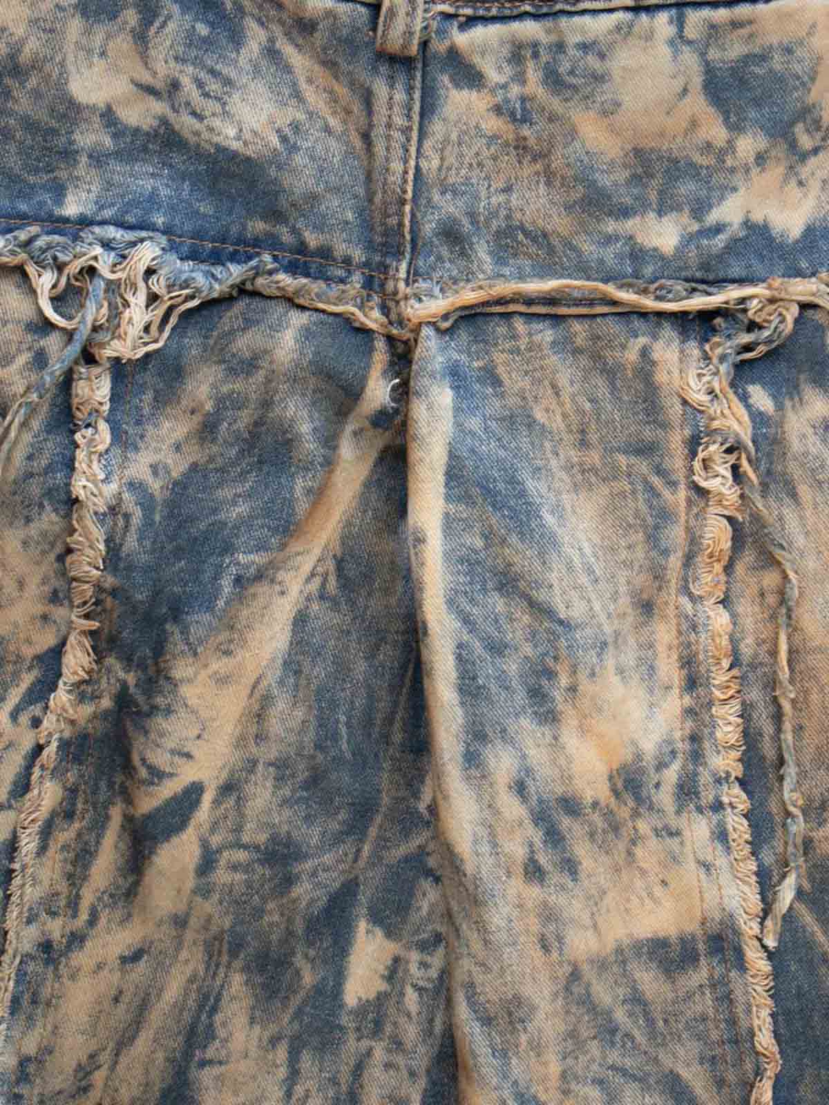 Double Waistband Acid Wash Patchwork Cargo Jeans - Image 6