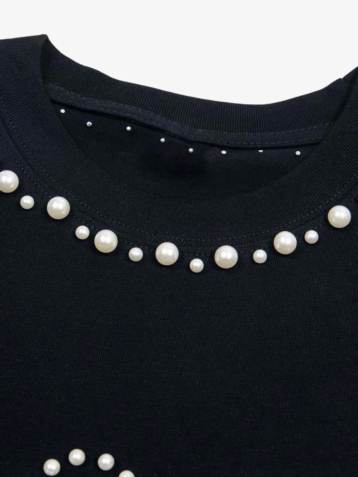 Elegant Pearl-Embellished Oversized T-Shirt - Image 17
