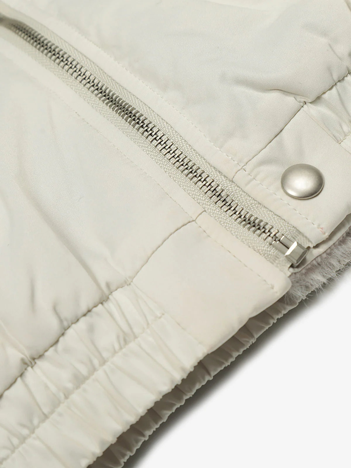 Faux Fur Collar Zipper Padded Bomber Jacket - Image 9