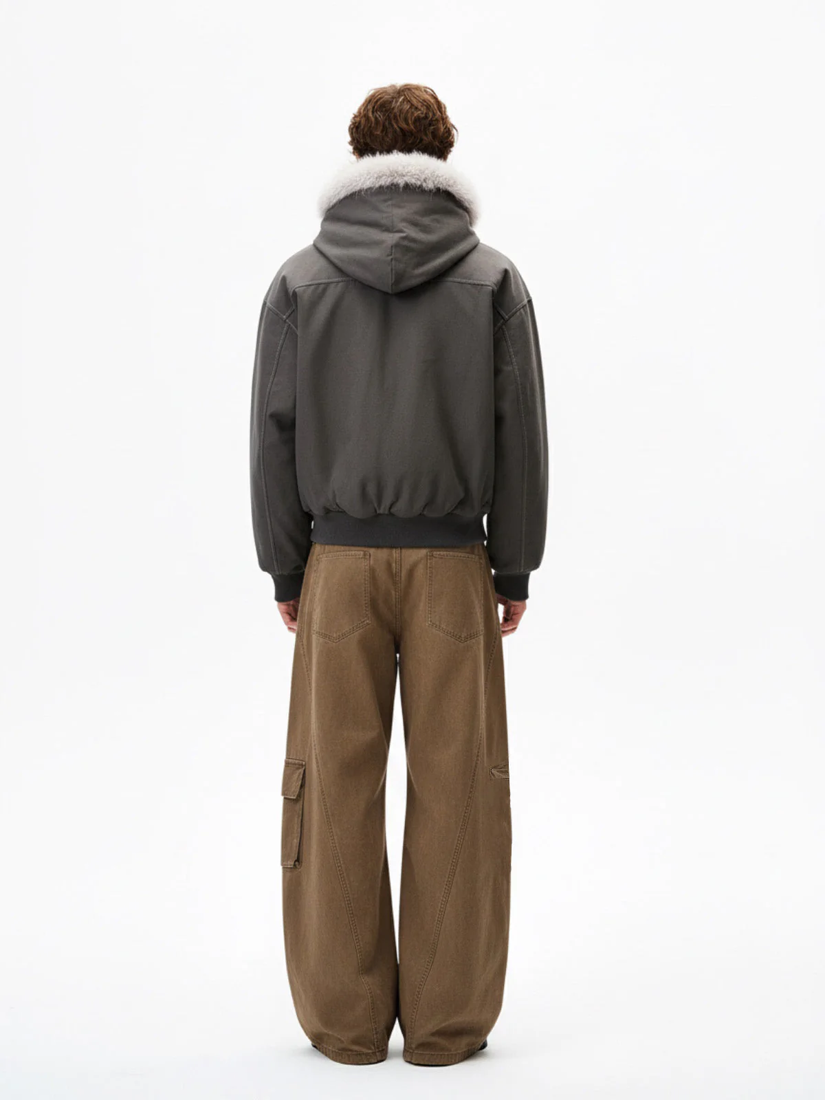 Faux Fur Hooded Padded Bomber Jacket - Image 6