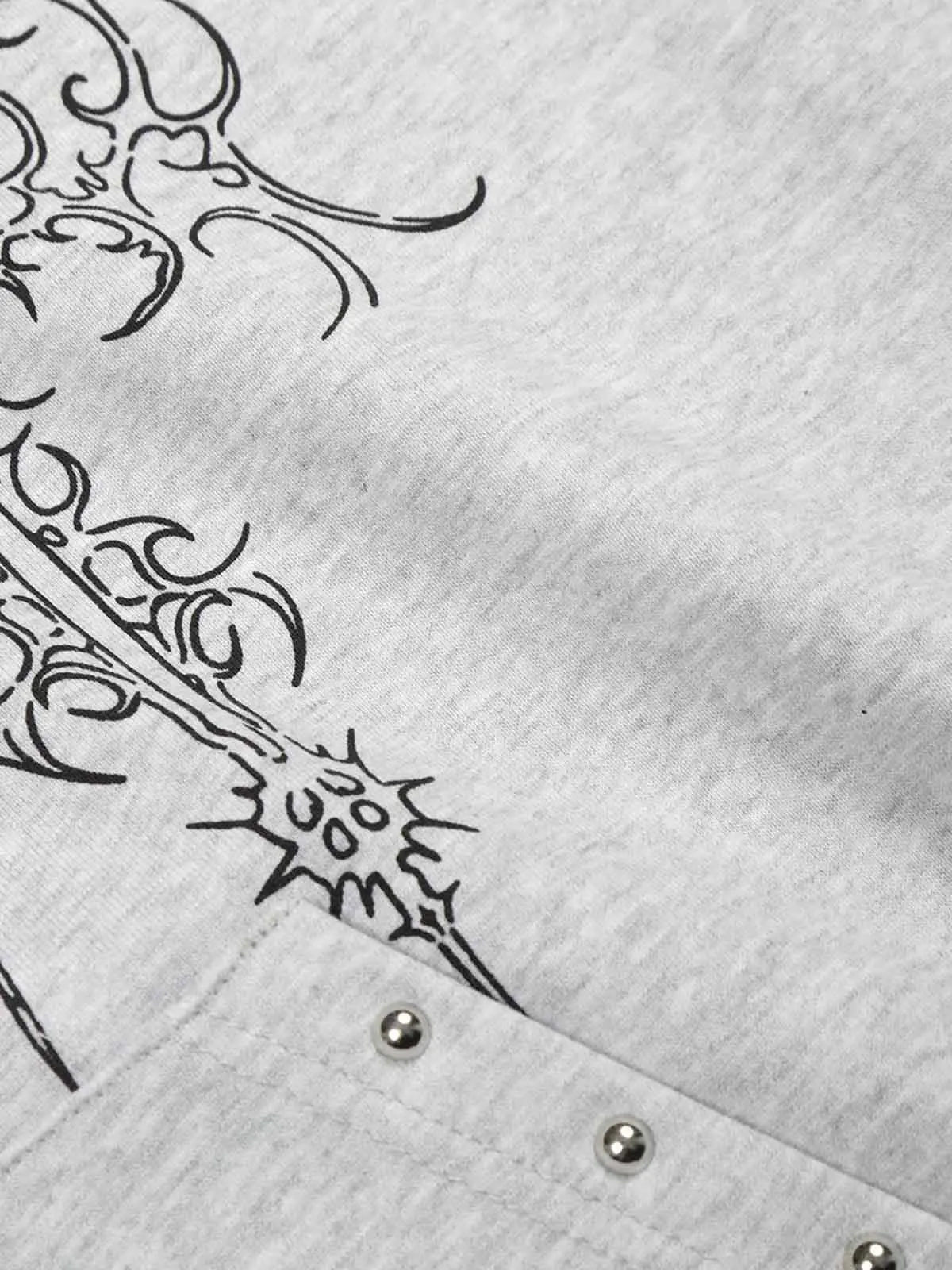 Floral Line Art Studded Pocket Hoodie - Image 11
