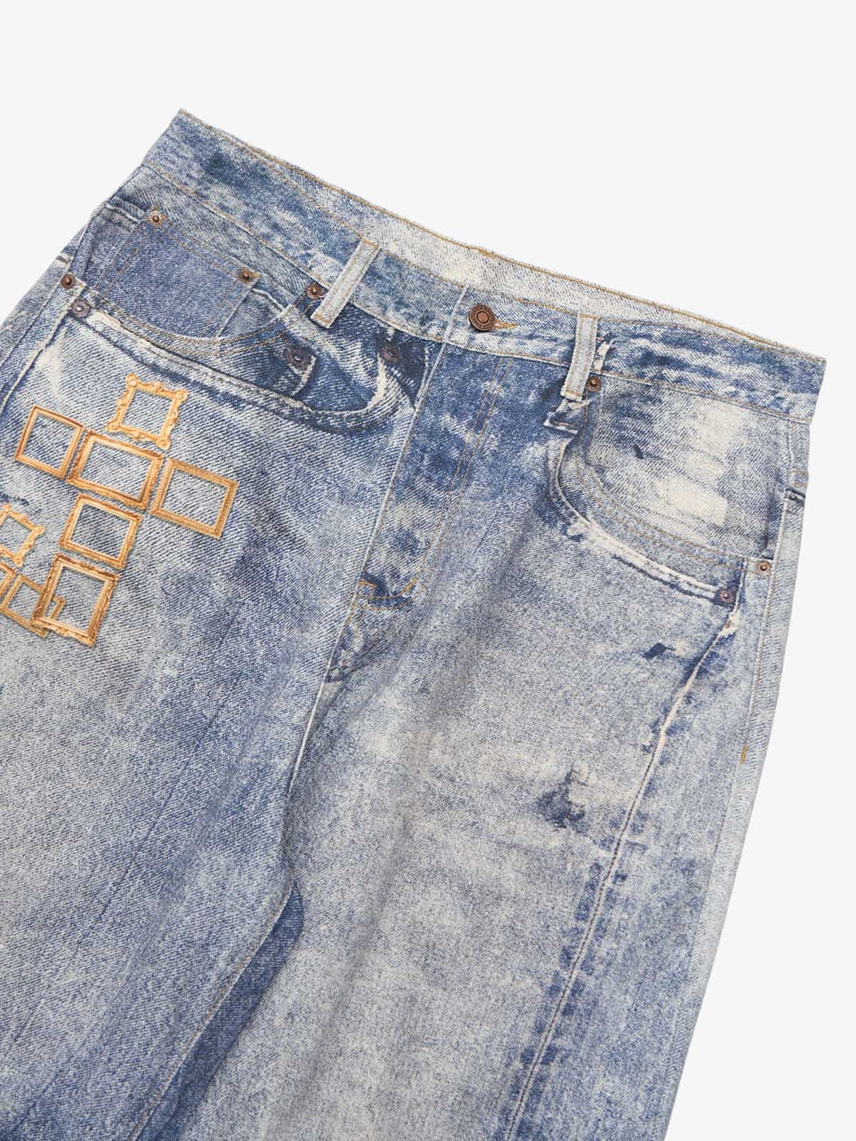 Frame Cross Print Denim Jeans - 2554 - Image 11
