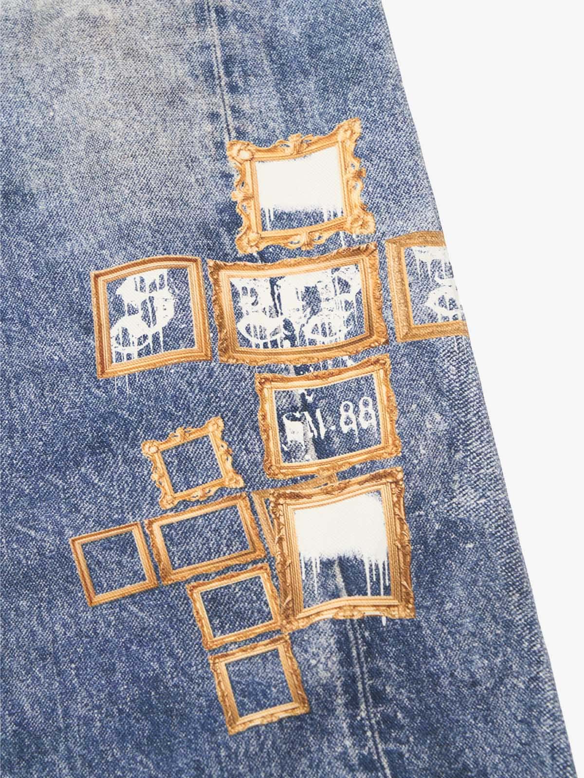 Frame Cross Print Denim Jeans - 2554 - Image 13