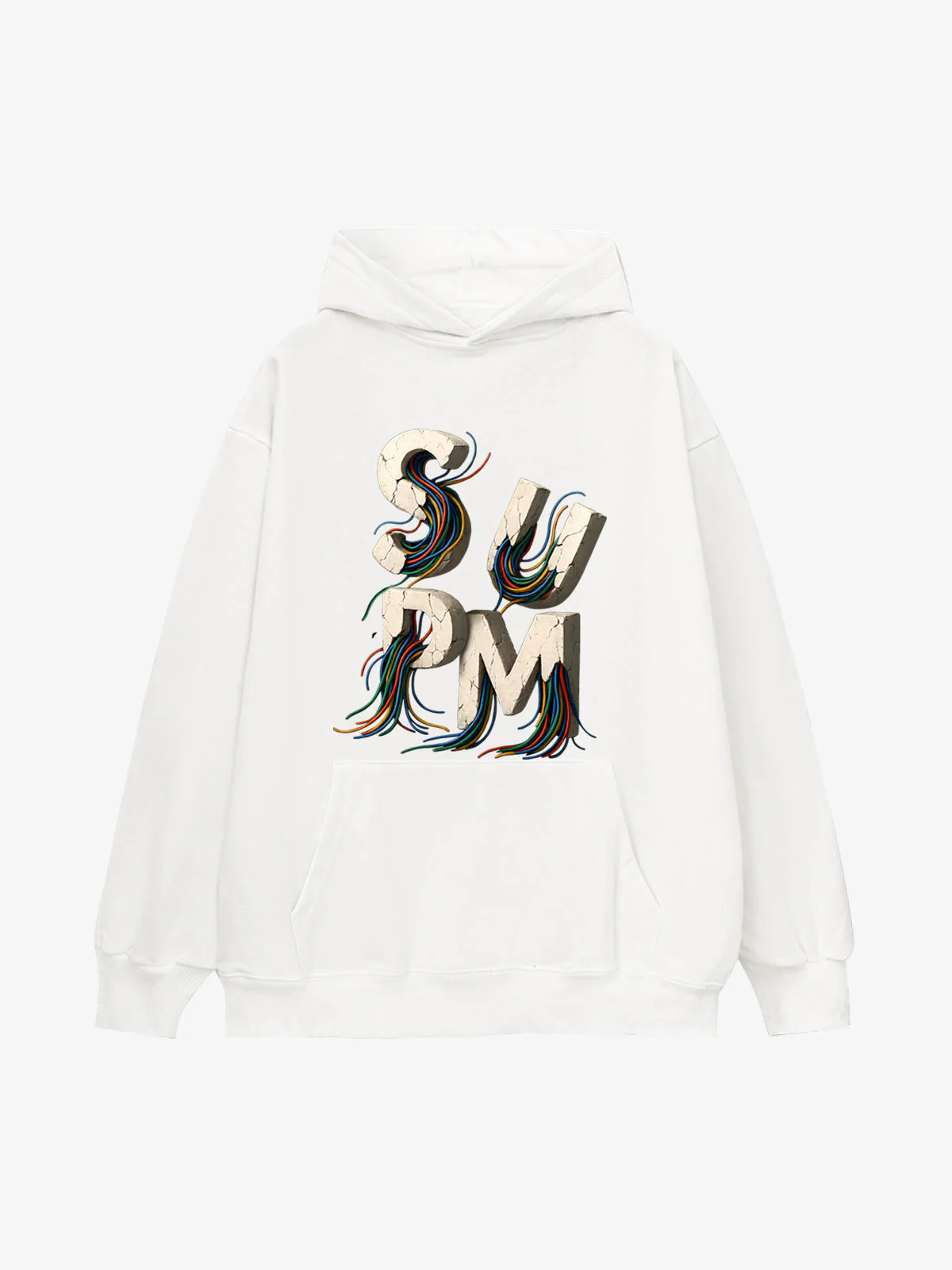 French Terry Streetwear Gravel Wire Font Hoodie