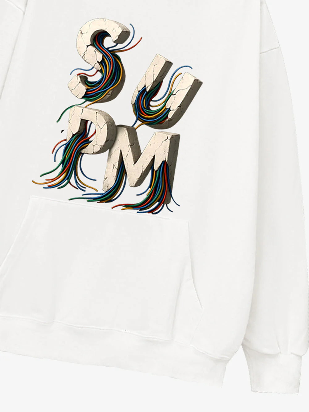 French Terry Streetwear Gravel Wire Font Hoodie - Image 10