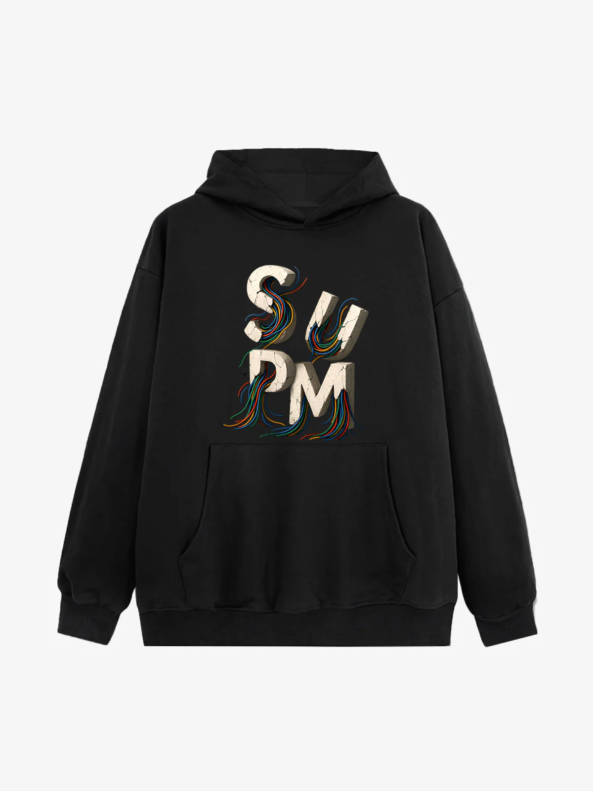 French Terry Streetwear Gravel Wire Font Hoodie - Image 2