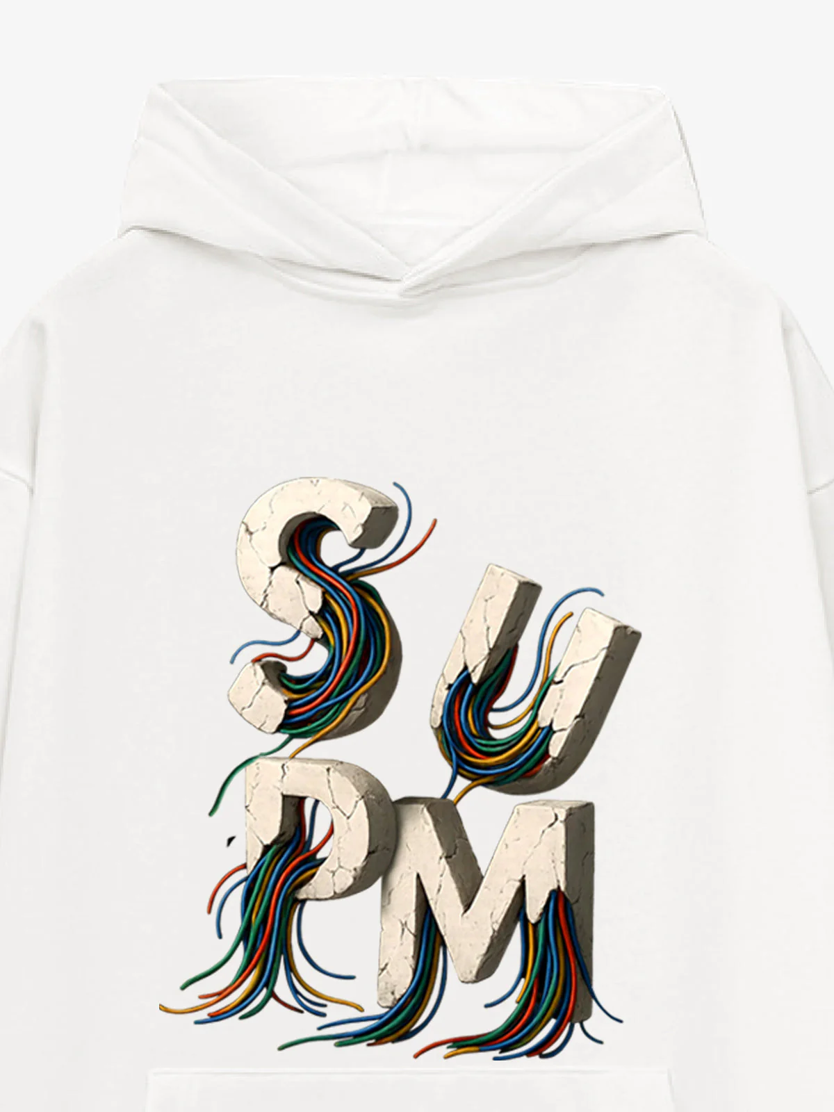 French Terry Streetwear Gravel Wire Font Hoodie - Image 4