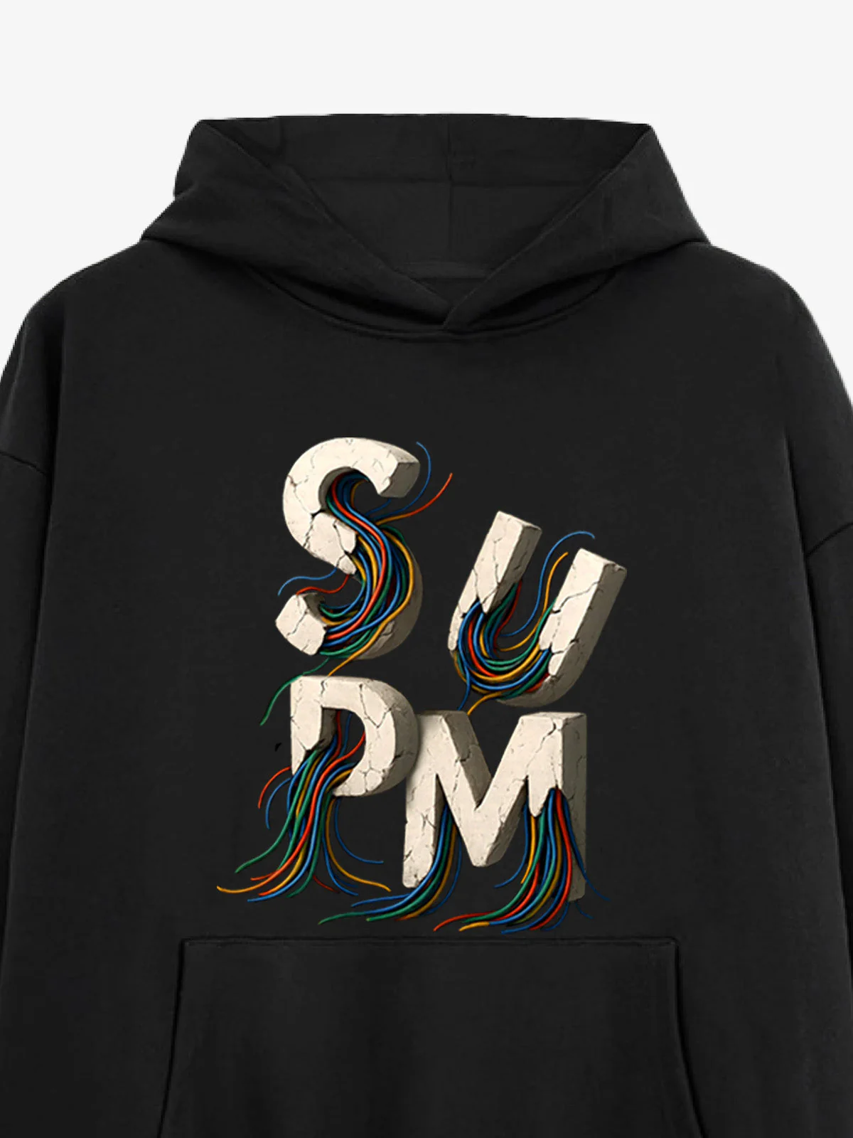 French Terry Streetwear Gravel Wire Font Hoodie - Image 5