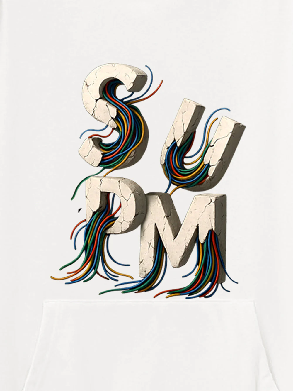 French Terry Streetwear Gravel Wire Font Hoodie - Image 6