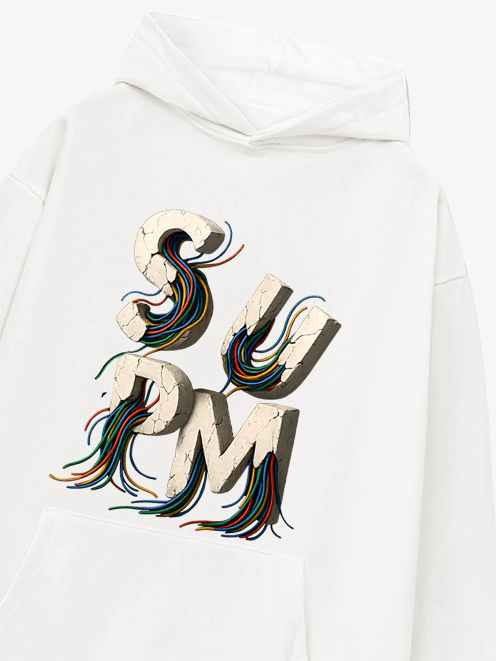 French Terry Streetwear Gravel Wire Font Hoodie - Image 8