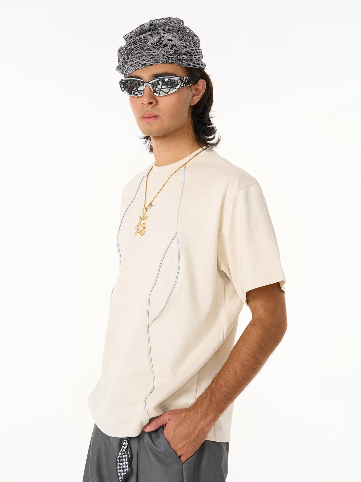 Functional Deconstructed Split Short-Sleeved T-Shirt - 2437 - Image 13