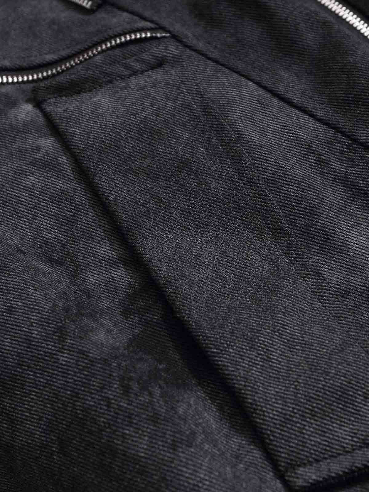Fur Collar Moto-Style Zip Up Bomber Jacket - Image 12