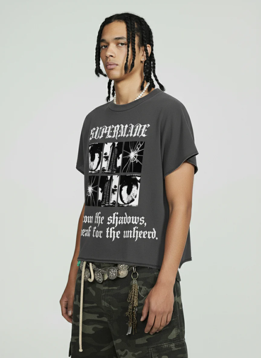Gothic Text Graphic Cut-Off Sleeveless T-Shirt - Image 3