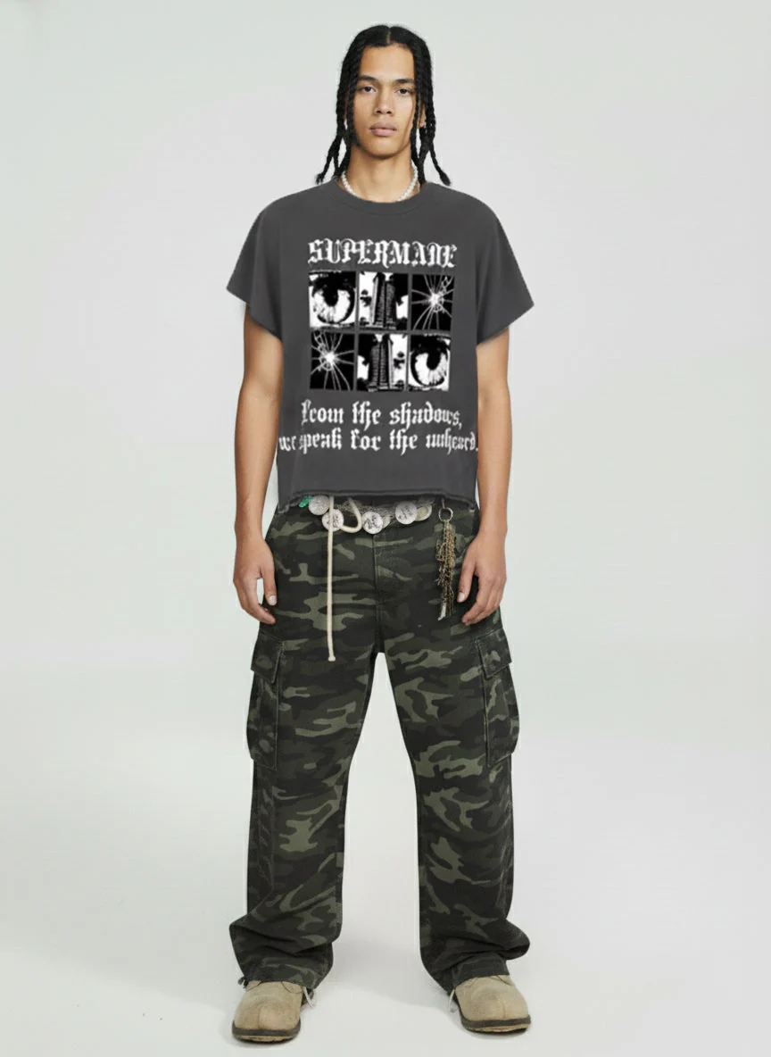 Gothic Text Graphic Cut-Off Sleeveless T-Shirt - Image 4