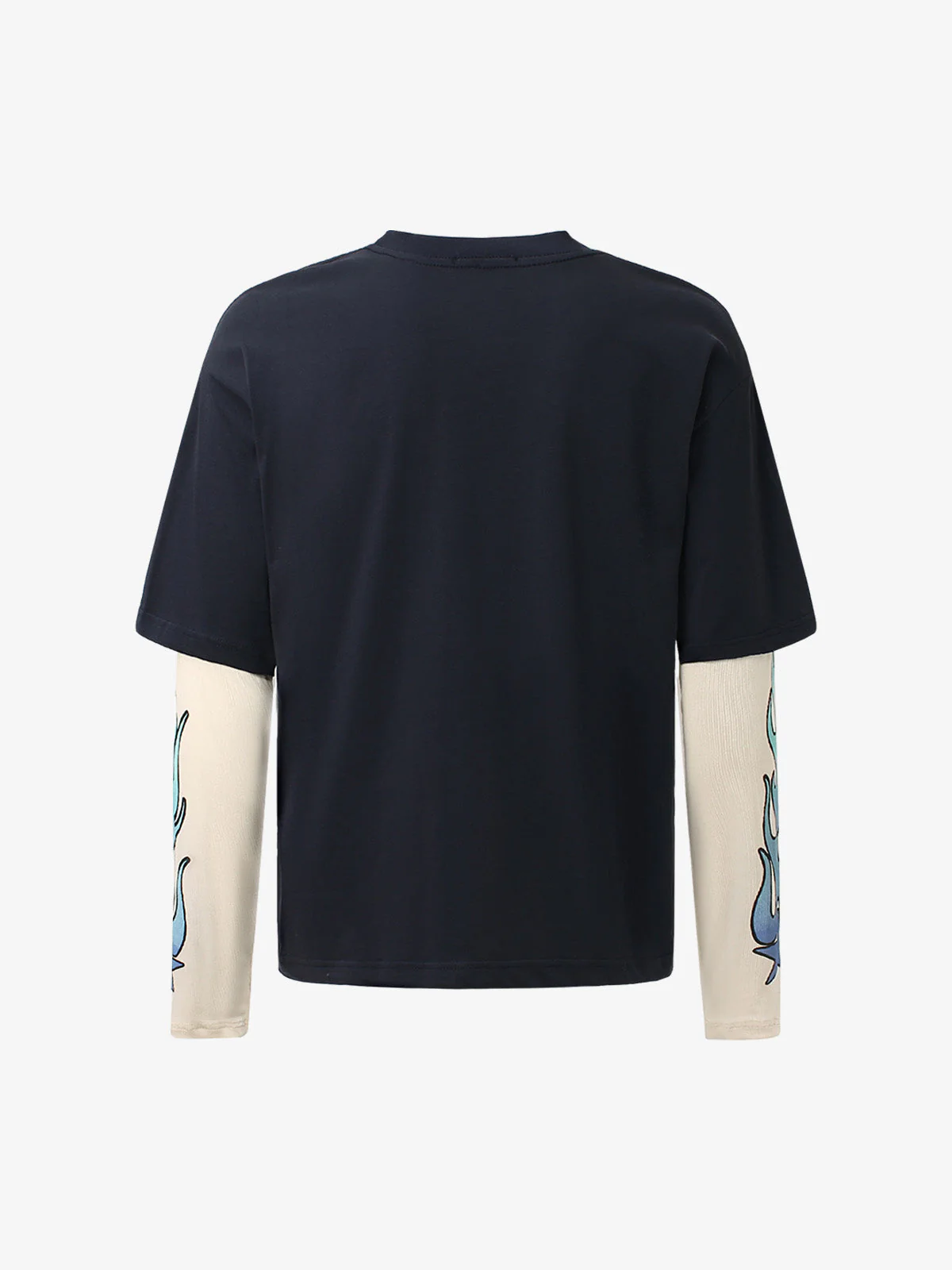 Gradient Letter Print Patchwork Faux Two-Piece Long-Sleeved T-Shirt - Image 9