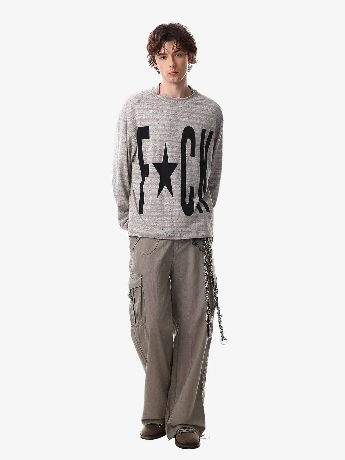 Graphic Letter Star Print Long Sleeve T-Shirt - Image 3
