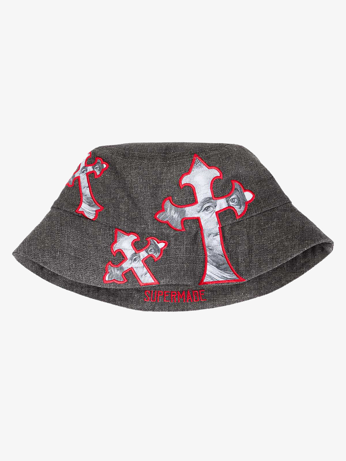 Cross And Portrait Denim Bucket Hat - Image 11