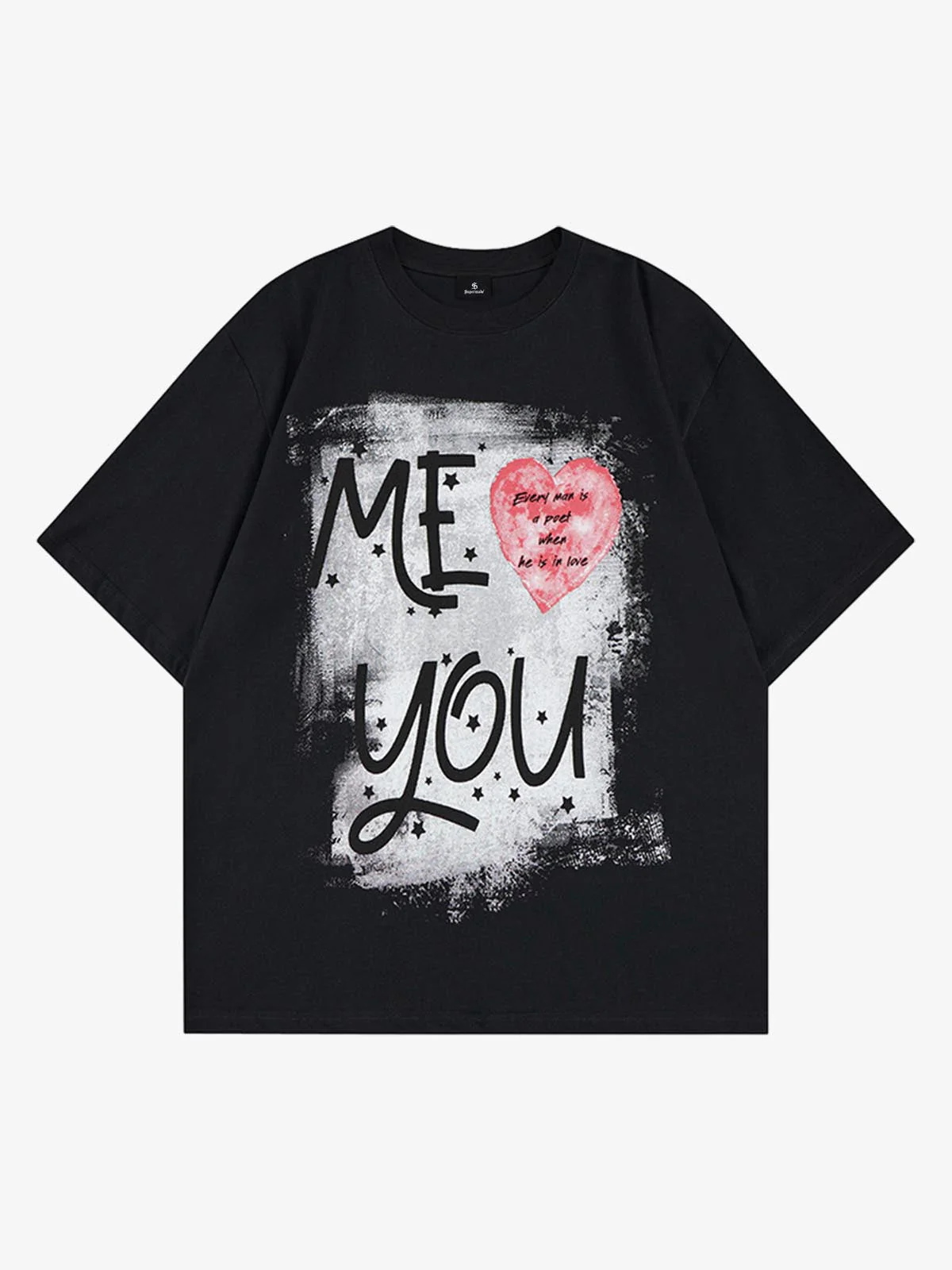 Grunge “ME YOU” Heart Graphic T-Shirt - Image 2