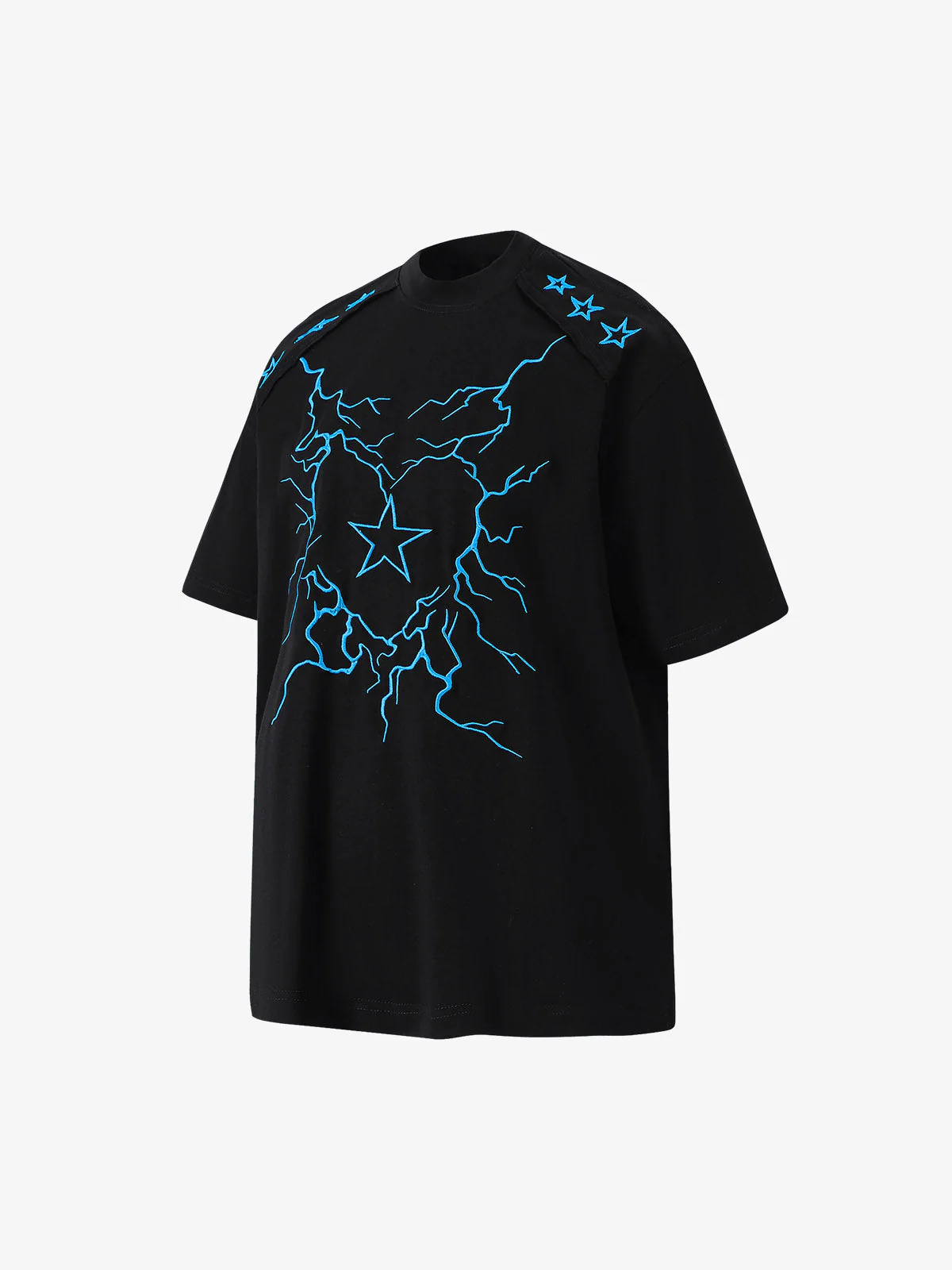 Heavy Embroidery Lightning Heart Print T-Shirt - Image 3