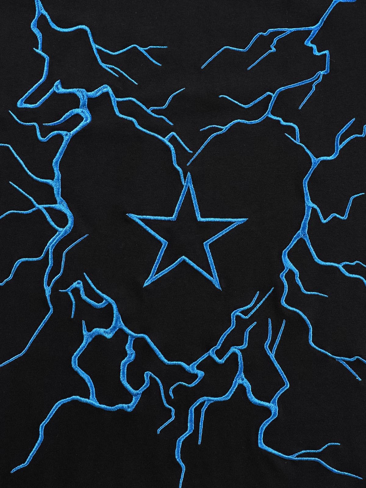 Heavy Embroidery Lightning Heart Print T-Shirt - Image 5