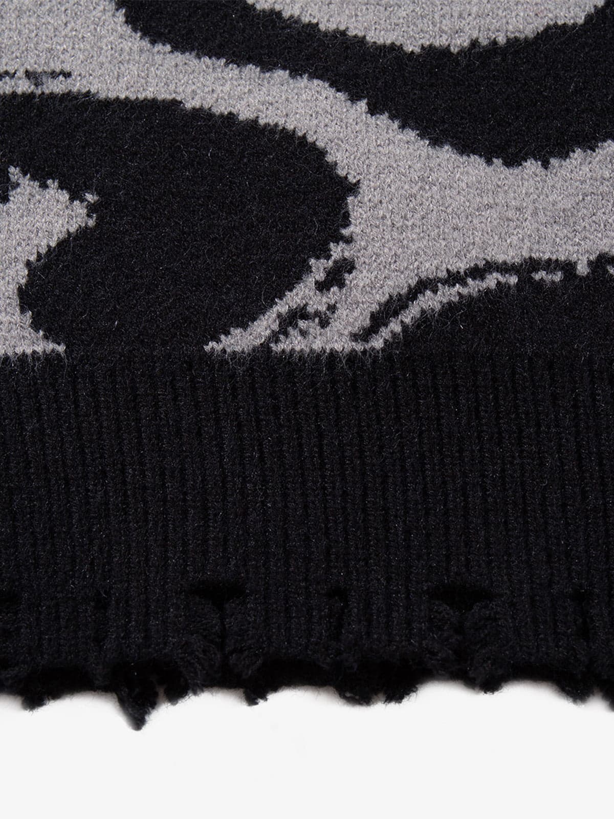 High Street Dark Skull Frayed-edge V-neck Sweater Vest - Image 7