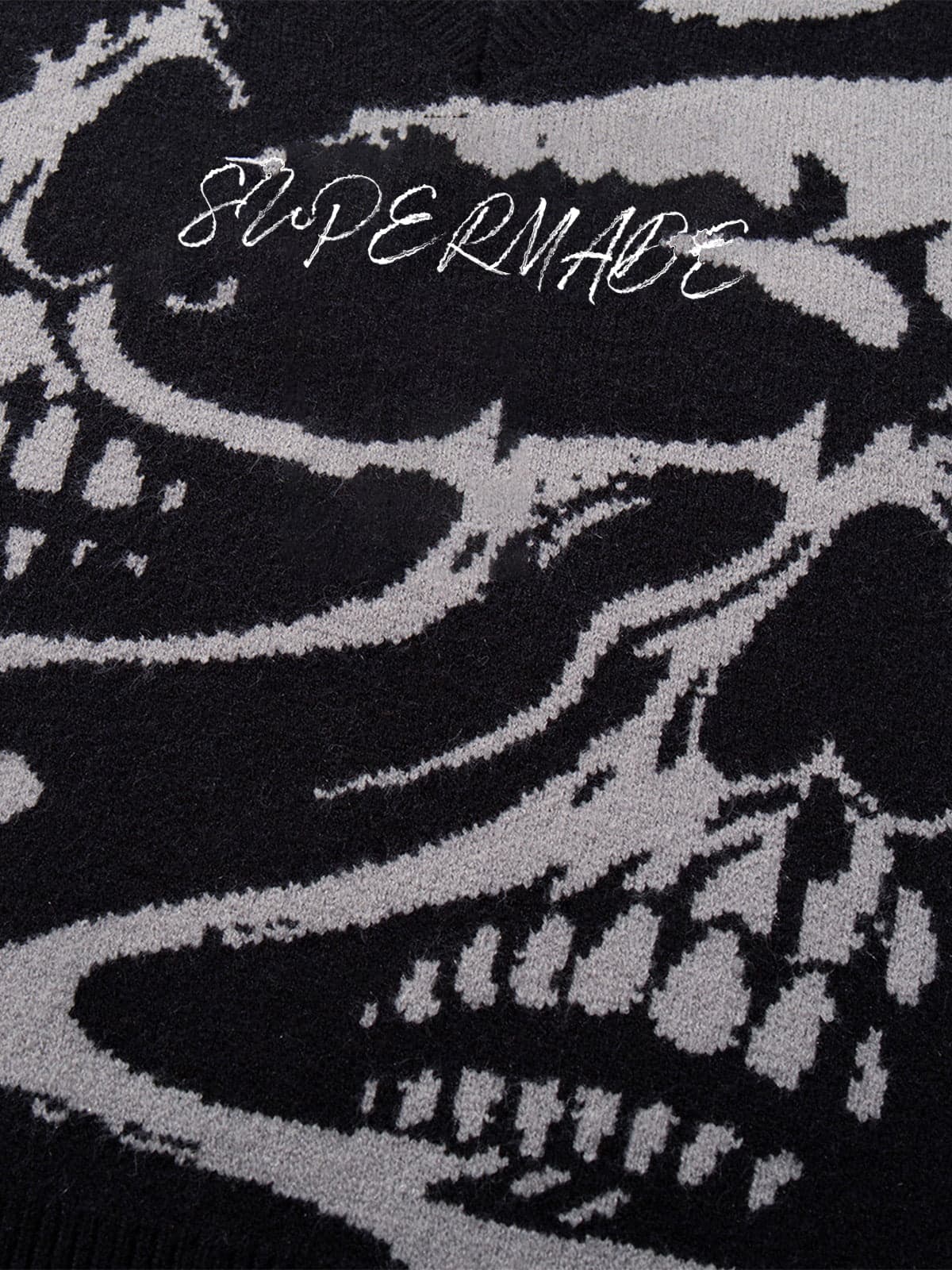 High Street Dark Skull Frayed-edge V-neck Sweater Vest - Image 9