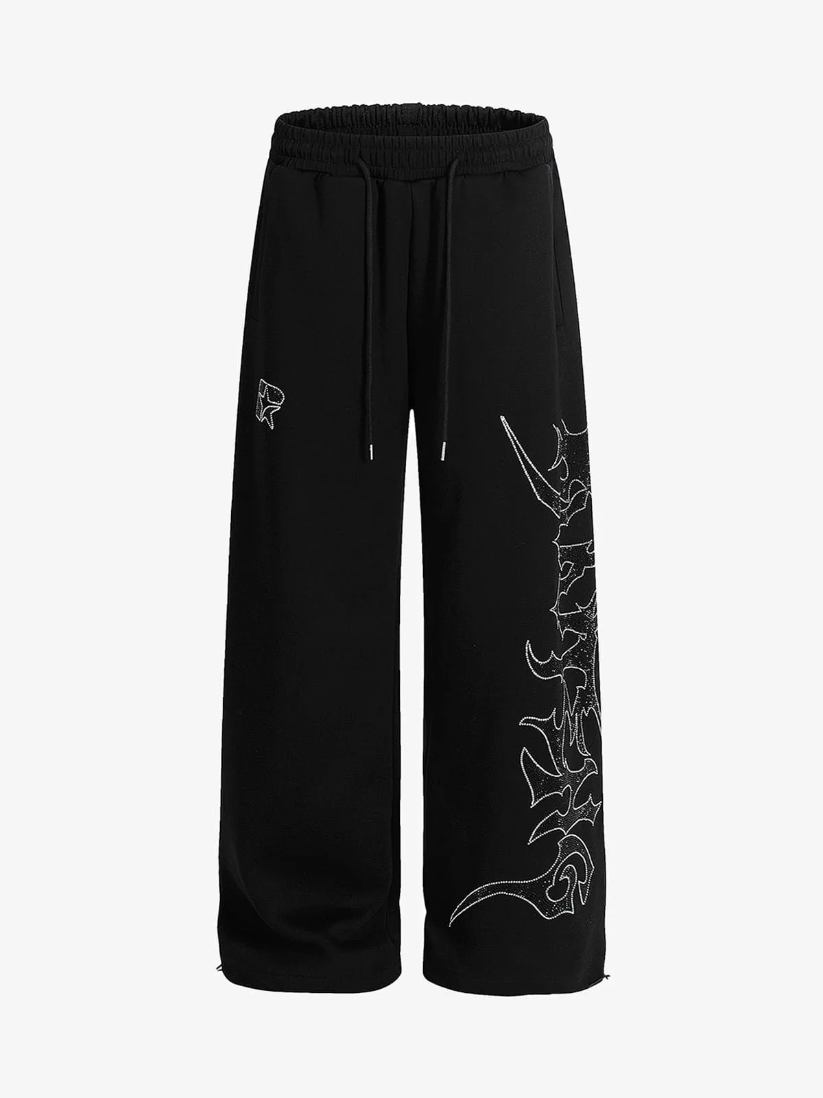 High Street Rhinestone Hip-hop Wide-leg Sweatpants - Image 2