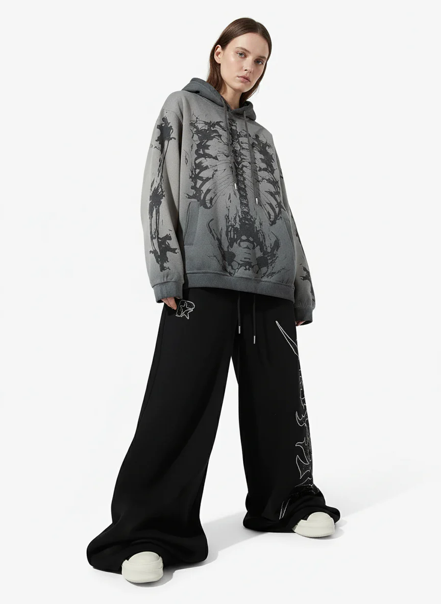 High Street Rhinestone Hip-hop Wide-leg Sweatpants - Image 3