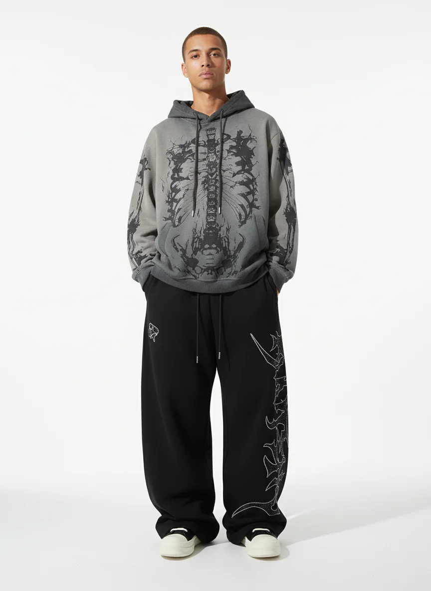 High Street Rhinestone Hip-hop Wide-leg Sweatpants - Image 6