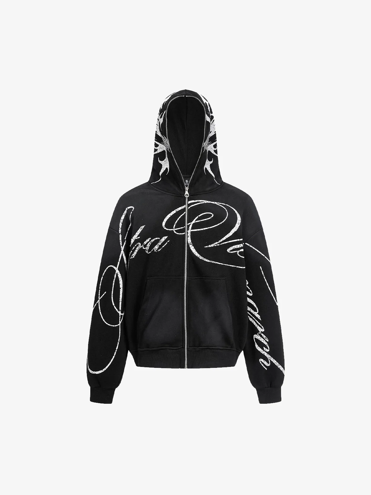 High Street Script Letter Print Zip-up Hoodie Jacket - Image 2