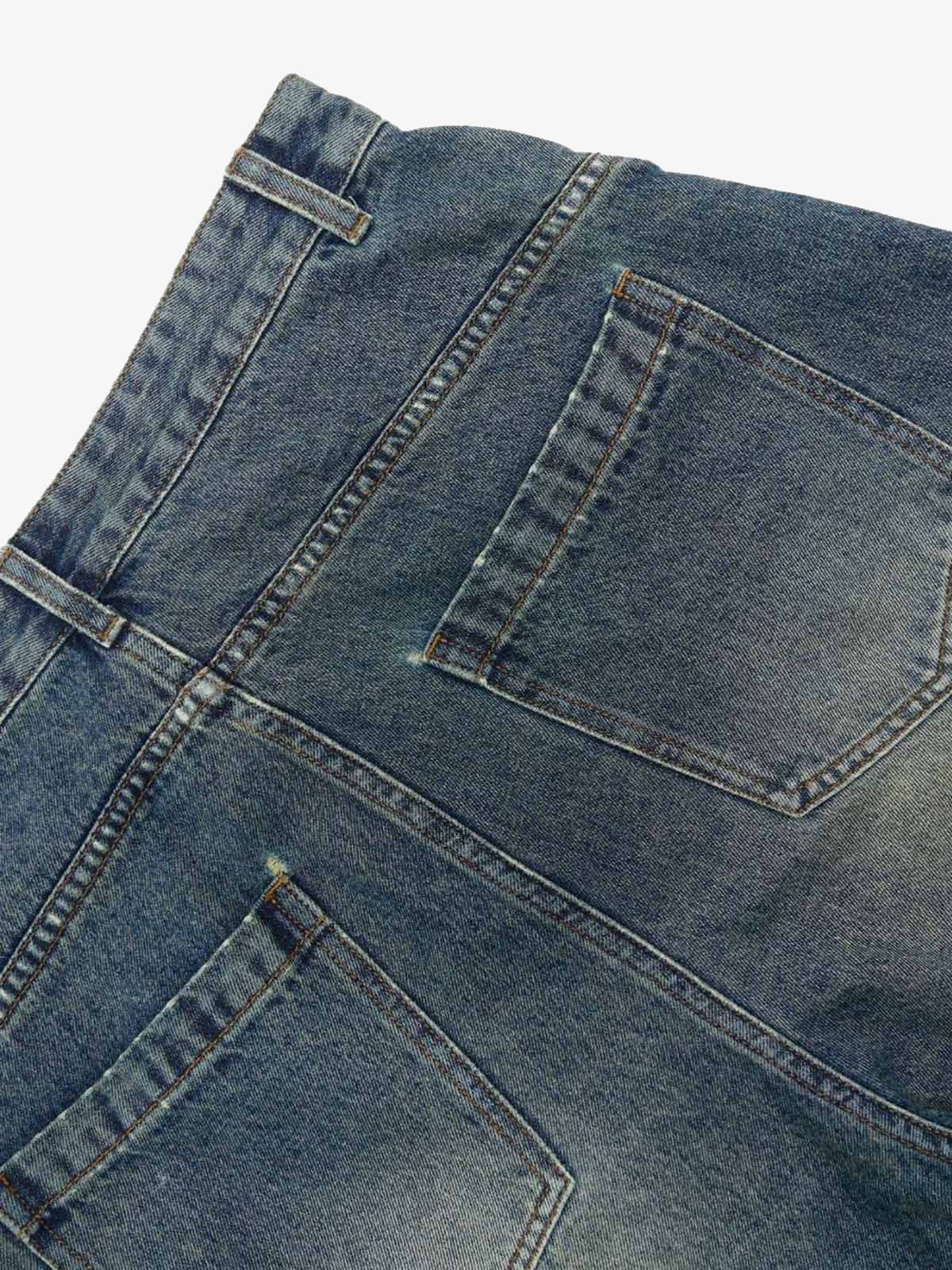 Washed Distressed Barrel Denim Jorts - Image 4
