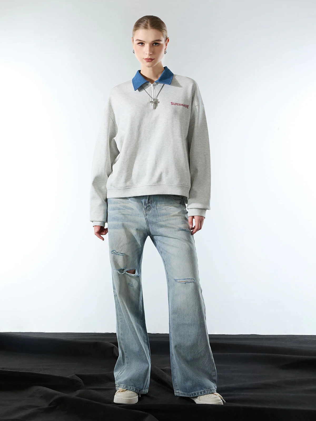 Denim Ripped Washed Distressed Jeans - 2503 - Image 3
